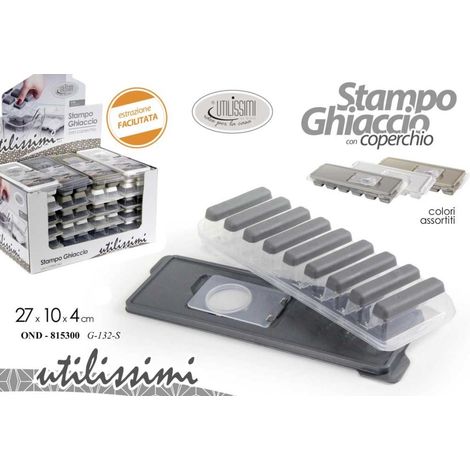 Formetta Stampo Ghiaccio con Coperchio e Tappo Riempi Acqua 3 Colori
