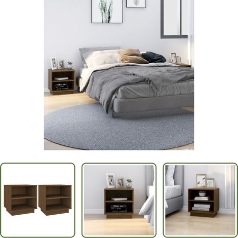 Table de chevet marron miel - Tables de chevet 2pcs Marron miel 40x34x40cm Bois de pin solide (1/5)