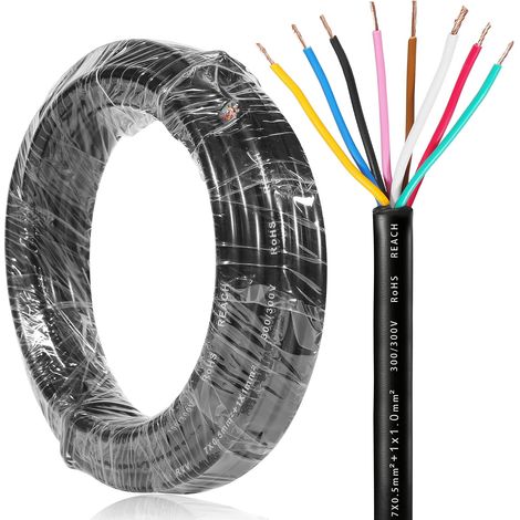 Câble remorque de Voiture 8 Fils 10M, Câble électrique 8 Fils pour remorque Tracteur Caravane, Cable Feux remorque 8 Broches,Câble de véhicule 8 conducteurs 0,5 mm² (1/5)