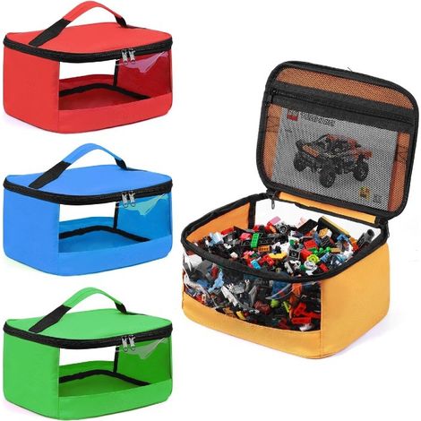 Sac de rangement coloré pour blocs de construction Dimensions : 24 × 17,5 × 14,5 cm Lot de 4 sacs à fermeture éclair à porter à la main (1/5)