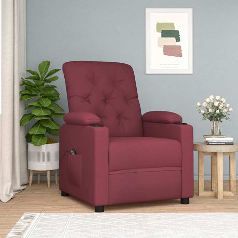 vidaXL Sillón reclinable eléctrico tela rojo tinto (1/5)