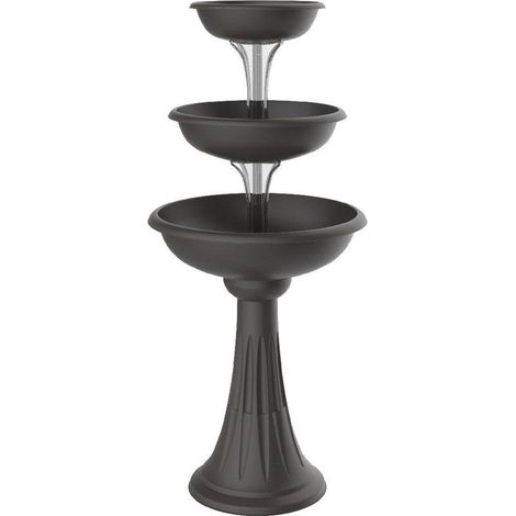 Frankystar – Jardinière verticale Trevy 3 bols – Polypropylène gris anthracite – Capacité 29,2L – Design inspiré de fontaine romaine – Assemblage sans outil (1/5)