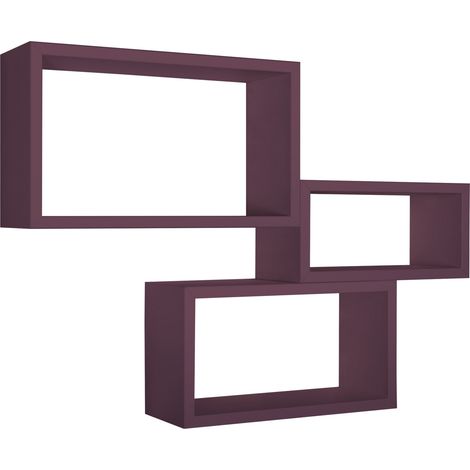 Estantes de pared rectangulares conjunto de 3 pc mod. Trittico Violeta berenjena (1/4)