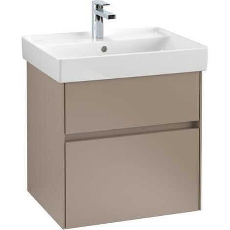 Villeroy &amp Boch Collaro Meuble sous-lavabo avec éclairage, 554x546x444 mm, 2 tiroirs, C008B0, Coloris: Façade/carcasse : Blanc brillant, poignée : Blanc mat - C008B0DH
