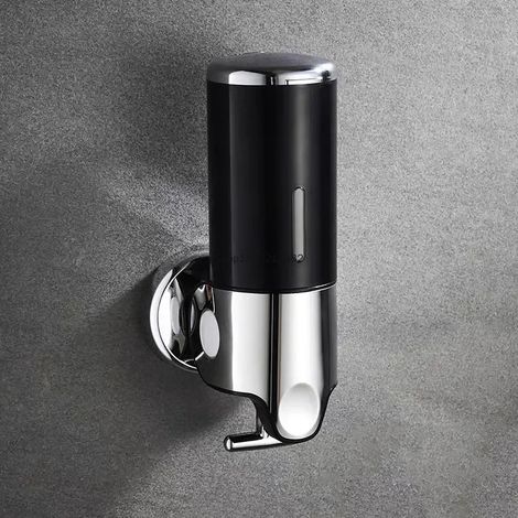 (1 Noir) Distributeur mural de gel hydroalcoolique de haute qualité pour hôtels, avec ventouse et à pression manuelle. Collecteur de savon liquide et de mousse. Accessoires de salle de bain. (1/5)