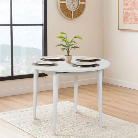 Table à manger blanche extensible Ø100-131 cm ORINA