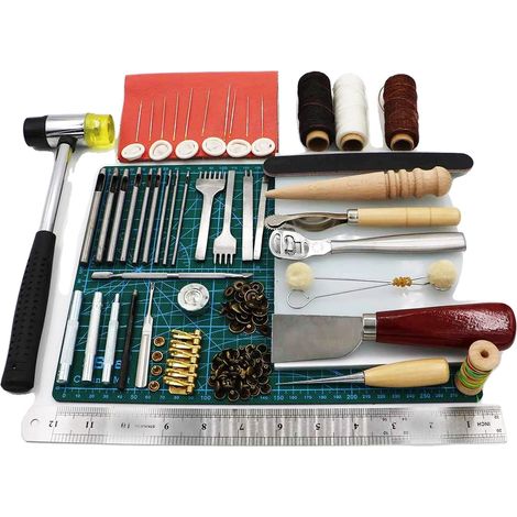 Kit de herramientas de cuero, juego de herramientas básico, accesorios de personalización, multicolor