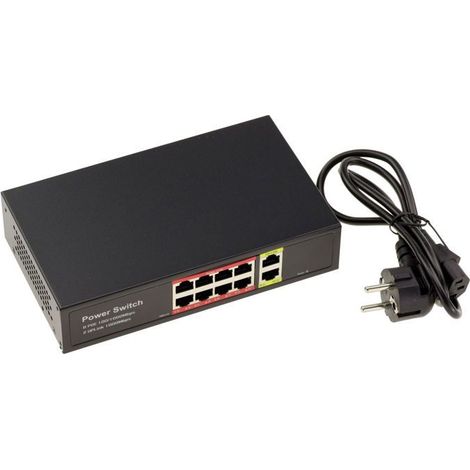 Switch Gigabit Ethernet PoE+ - MARQUE - 8 Ports RJ45 - 2 Ports Uplink - 30W - Boitier métal