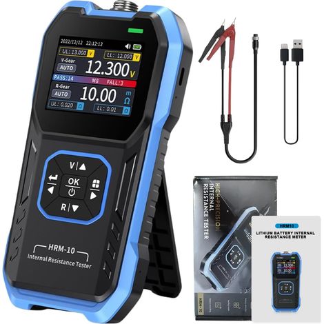 HRM-10 Hochpräziser interner Batteriewiderstandstester 1-100 V 20 mΩ-200 Ω Datenspeicherung 1 kHz AC Tragbares Design für Automobil, Elektronik und DIY GOLDCHAMP