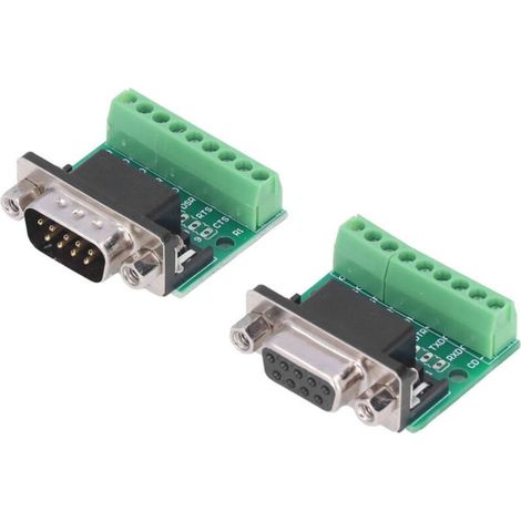 Adaptateur de connecteur DB9 mâle/femelle à bornes à vis, carte de conversion 9 broches, 9 trous pour RS232 et RS485 (1/5)