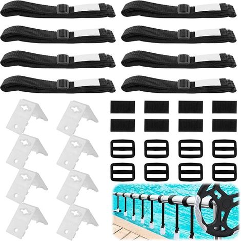 8 Pack Pool Fixing Straps & Fixing Clamps Swimming Pool Winder Solar Film Mobile Wrap System Accessories for Pool Tarps (1/5)