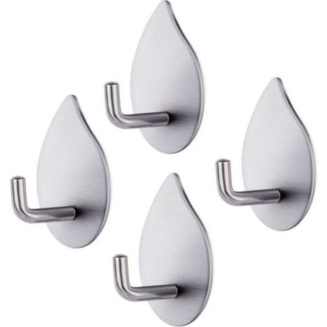 Pair Crochet Adhésif, 4 Pièces Crochet Autocollant Acier Inox 304 Patere Murale Imperméable Résistant Porte Serviette Salle de Bain Crochet Mural pour Chambre Cuisine Salle de Bains (1/5)