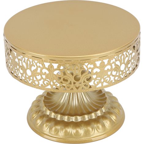 Présentoir à desserts doré, porte-gâteaux en dentelle, montage facile, présentoir rond pour gâteaux de fête (1/5)