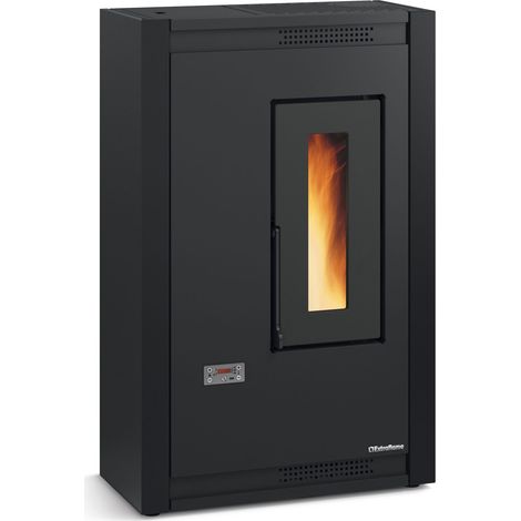 Extraflame – Poêle à granulés ventilé extra plat 5.1 kW – Design slim pour espaces étroits – Évacuation des fumées arrière/supérieure – Classe énergétique A+