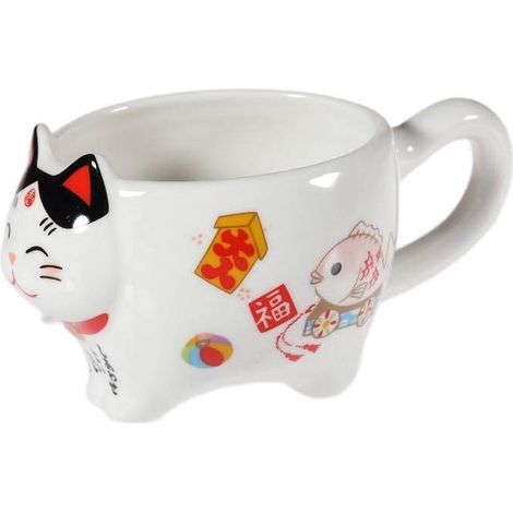 Tasse Japonaise - Décor Chat Maneki Neko - Design Original - Porte-Bonheur du Japon - Culture Nipponne - Décoration Japonaise - Idée Cadeau Japon Asie (1/4)