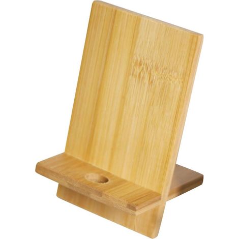 Supporto in legno per tablet, fai da te, divertente, per smartphone, accessorio da scrivania in materiale naturale (con foro per cavo di ricarica) (1/5)