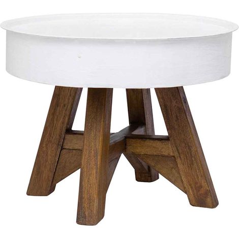 Couchtisch Altholz Massiv 60x45 cm Weiß