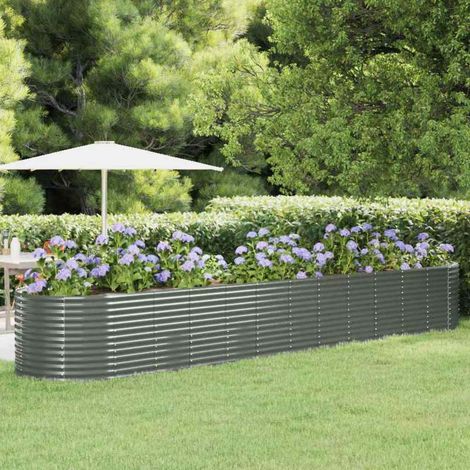vidaXL Lit surélevé de jardin Acier enduit de poudre 507x100x68cm gris (1/5)