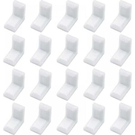 Équerres d’angle en L pour meubles – Lot de 40 pièces avec cache plastique blanc, fixation robuste pour armoires et étagères (1/5)