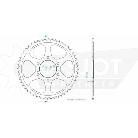 Couronne Acier Suzuki - conversion en 530 - 52 Dents - Similaire JTR816 - Made in Germany (1/2)