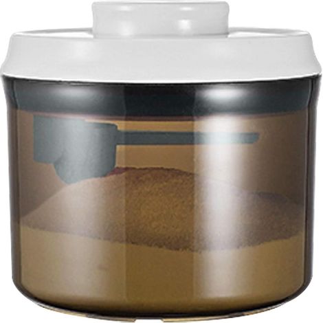 Distributeur de recettes de voyage, distributeur de lait en poudre portable, pot à fermeture mécanique en silicone avec cuillère (1/5)