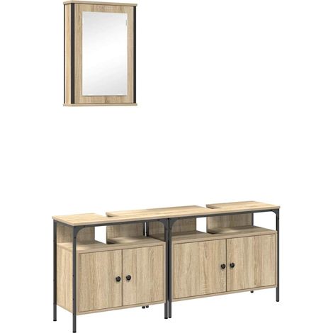 Maison Exclusive - Badezimmermöbel-Set mit Regal mit Tür 3 pcs Br