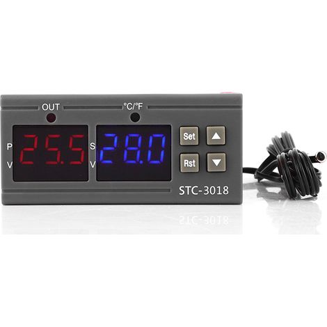 Contrôleur de température numérique STC-3018 avec capteur NTC, compatible 12 V/24 V/110 V/220 V. (1/5)