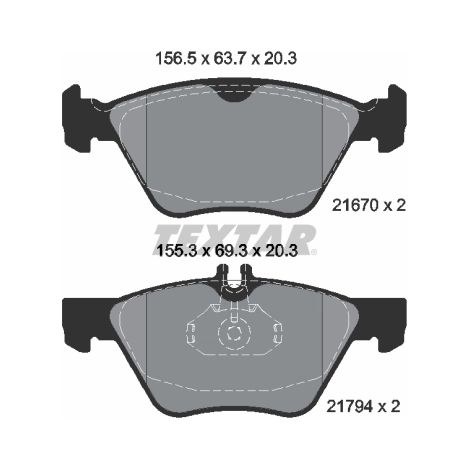 Kit de plaquettes de frein, frein à disque Textar 2167001 CHRYSLER 0024204520