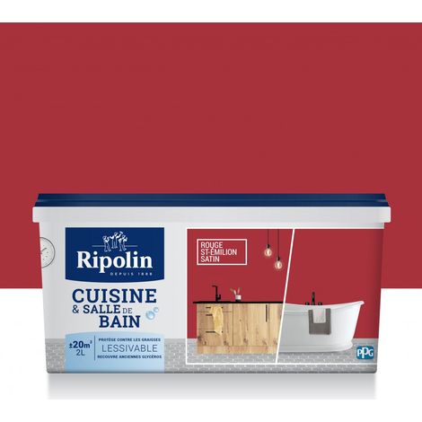 Peinture Cuisine & Salle de Bain RIPOLIN Rouge Saint-Emilion 2 L (1/3)