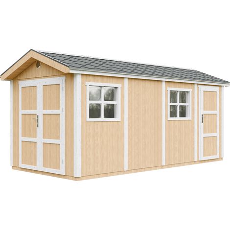 Abri de Jardin Qualité Premium 11,47 m² - H252x250x530 cm - Construction de Panneaux LP Smartside - Avec un sol et des bardeaux bitumineuxs - Timbela M915C-HARVEST HONEY (1/5)