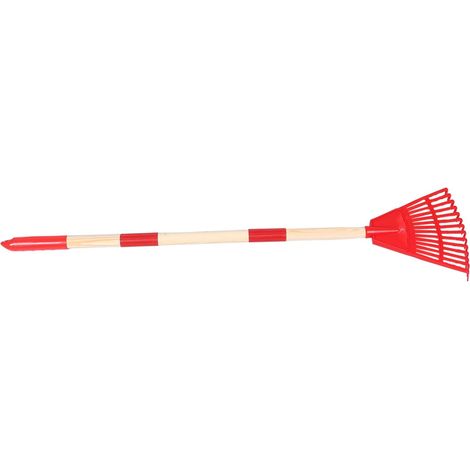 Râteau de Jardin Garçon Fille Plastique avec Manche Bois Détachable Râteau Large Éventail pour Pelouse et Débris Outil Sécurisé et Polyvalent pour Nettoyage Extérieur (1/5)