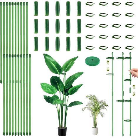 Set mit 20 Pflanzenstützen, 30 cm, mit 20 verstellbaren Schlaufen, 15 Verlängerungsrohren und 1 Bindeband, Stützen für Tomaten, Zimmerpflanzen, Gemüse und Blumen (20 Stück)