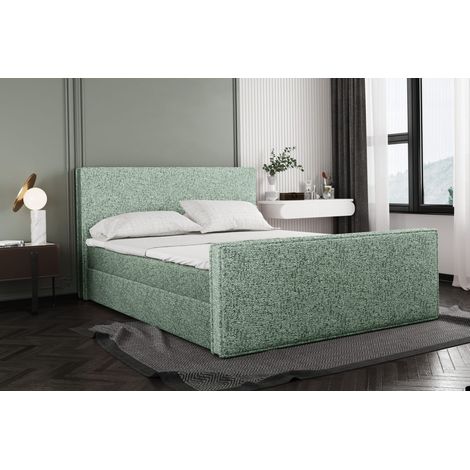 Boxspringbett mit bettkasten und matratze + topper LILA stof Puente Hellgrün 160x200 cm (1/3)