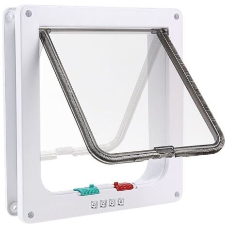 Chatière à 4 Positions Chatière pour Chat avec Tunnel Cache Découpe Chatière Chien Porte de Chat avec Serrure Chatières pour Petit Animaux Cat Mate Verrouillable Facile à Installer Blanc,20cm (1/5)