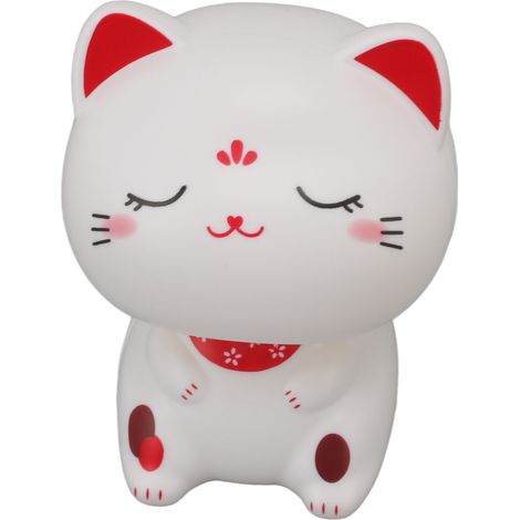Adorable décoration chat solaire à induction en plastique, chat porte-bonheur hochant la tête, pour restaurants et voitures, avec un visage souriant (1/5)