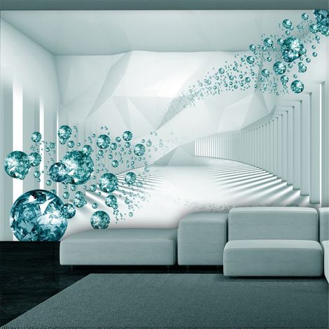 Papier peint Diamond Corridor (Turquoise) - 400 x 280 cm (1/4)