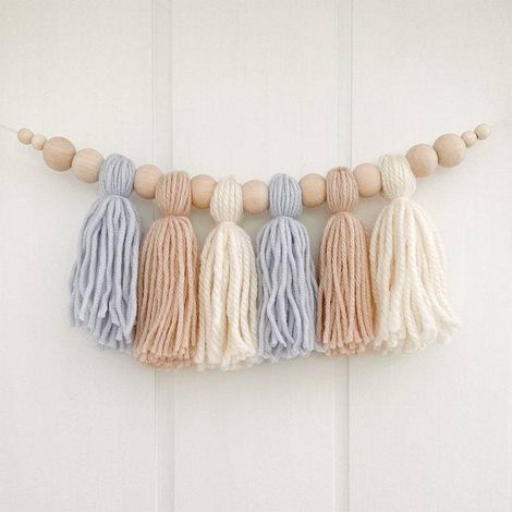 Pampilles en coton style Boho, perles en bois, décoration pour chambre d'enfant, pendentif Photo pour bébé, accessoires (1/5)