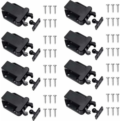 8 Stück Touch-Release-Verriegelungen, Push-Riegel, nicht magnetische Türverschlüsse für Schrank, Möbel, Türen, Schränke, Touch-Verriegelung, Schwarz, 68 x 42,2 x 17 mm –