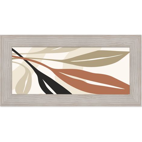 Lupia - Quadro moderno, per soggiorno camera da letto, con cornice BOSTON colore BEIGE, 28x57 cm, TROPICAL ART stampa su pannello in legno, stile tropicale