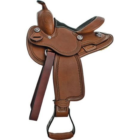 10", Marrone Oliato Scuro: Sella Denver Pony in cuoio con lavorazione border stamp modello Elite