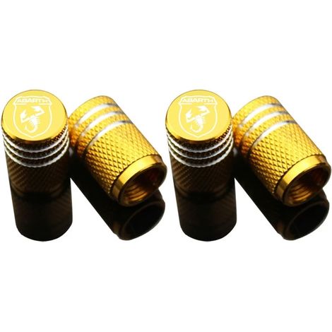 (4 pièces jaune Abarth) Bouchons de valve de pneu avec logo, style automobile, compatibles avec BMW 500, Grande Punto et Ducato (2012-2018) - Modification extérieure