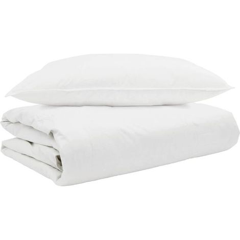 Ensemble de couette d'été simple en duvet (taie d'oreiller incluse), ensemble 2 pièces, blanc, duvet de canard.