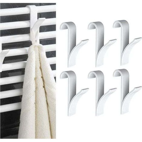 Ulisem8 pièces Crochets de Radiateur à Serviettes,Crochet Radiateur Sèche Serviette,Crochet pour Radiateurs Plastique Blanc, Patères Radiateur de Salle de Bain (1/4)