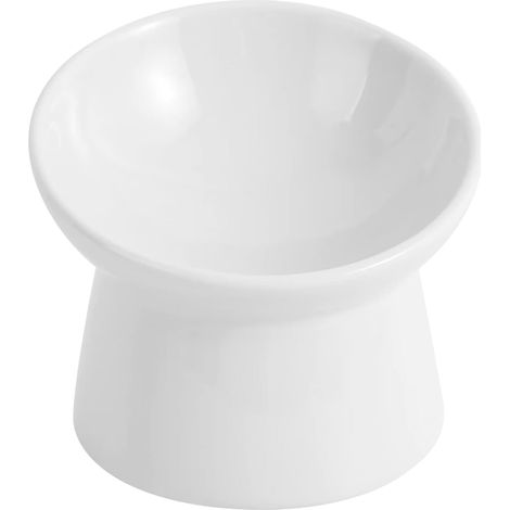 CSPARKV (13×13×11cm)White Ceramic Raised Cat Bowl - Anti-vomiting Tilted Raised Cat Bowl - Cat Bowls - Cat Food Bowl - Dishwasher Safe Cat Bowl (1/4)