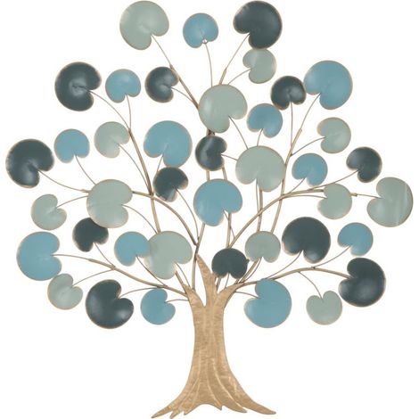 Décoration Murale en Métal "Pommier" 90cm Bleu