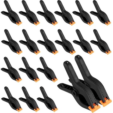 Lot de 20 pinces à ressort en plastique noir - Pinces de serrage 168 mm - Pour bricolage, travail du bois et fixation tissu (1/5)