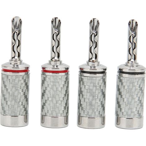 4 pièces Connecteur BFA Banane Laiton Coque Carbone Blanc pour Câble Haut-Parleur 5mm/0.2in (1/5)