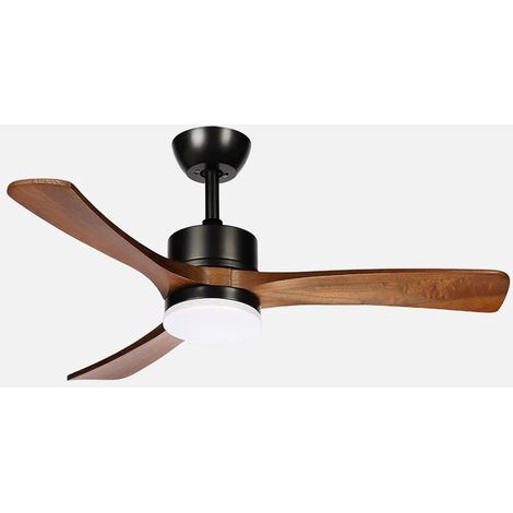 Ventilateur CC Hellin 18 W Noir/Chêne 3 pales 6 vitesses 106d Éclairage en option 2250 l m300045006500Kk Télécommande + Mémoire (1/2)