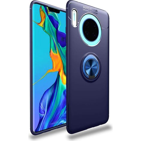 CUSTODIA PER HUAWEI MATE 30 NERO CON RETRO IN SILICONE E ANELLO (1/5)