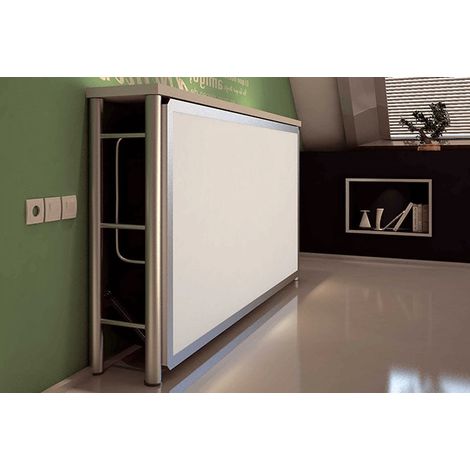 Console lit escamotable 80x190 cm métal et façade bois melaminé Laura - Structure Métal - Façade Bleu ciel - Matelas Sans matelas (1/5)